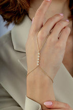 14K Enamel Gold Hand Chain Bracelet