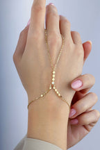 14K Interlocking Clovers Gold Hand Chain Bracelet