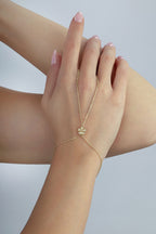 14K 5 Leaf Floral Gold Hand Chain Bracelet