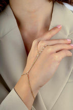 14K Delicate Chain Boomerang Gold Hand Chain Bracelet