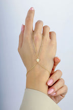 14K Gold Hand Chain Bracelet