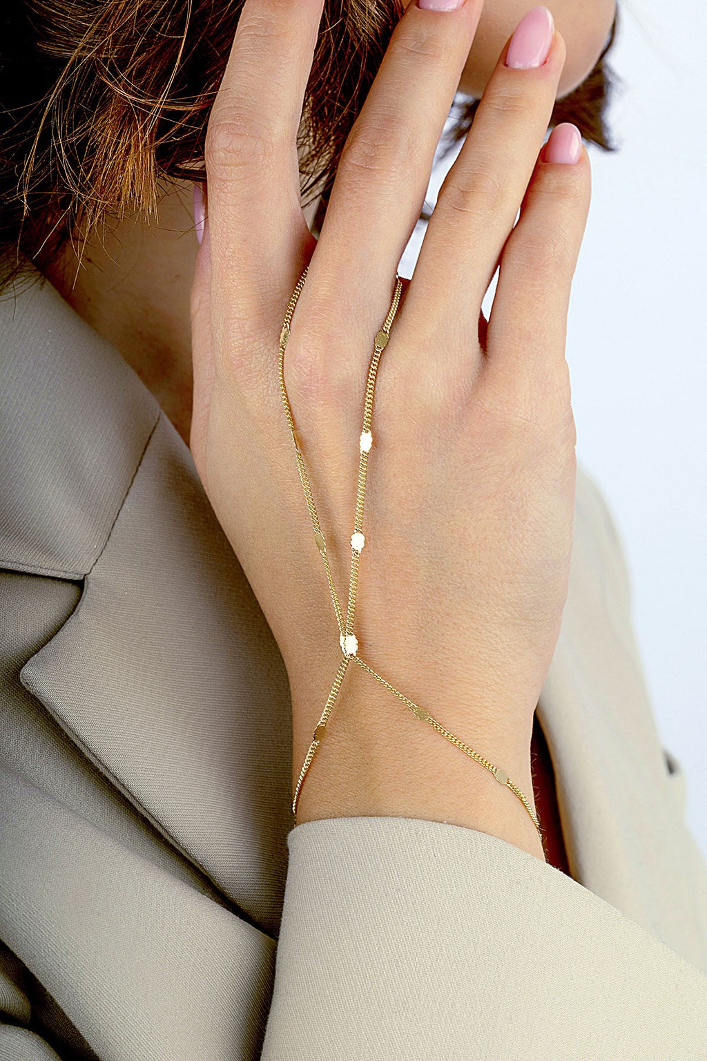 14K Chain Gold Hand Chain Bracelet