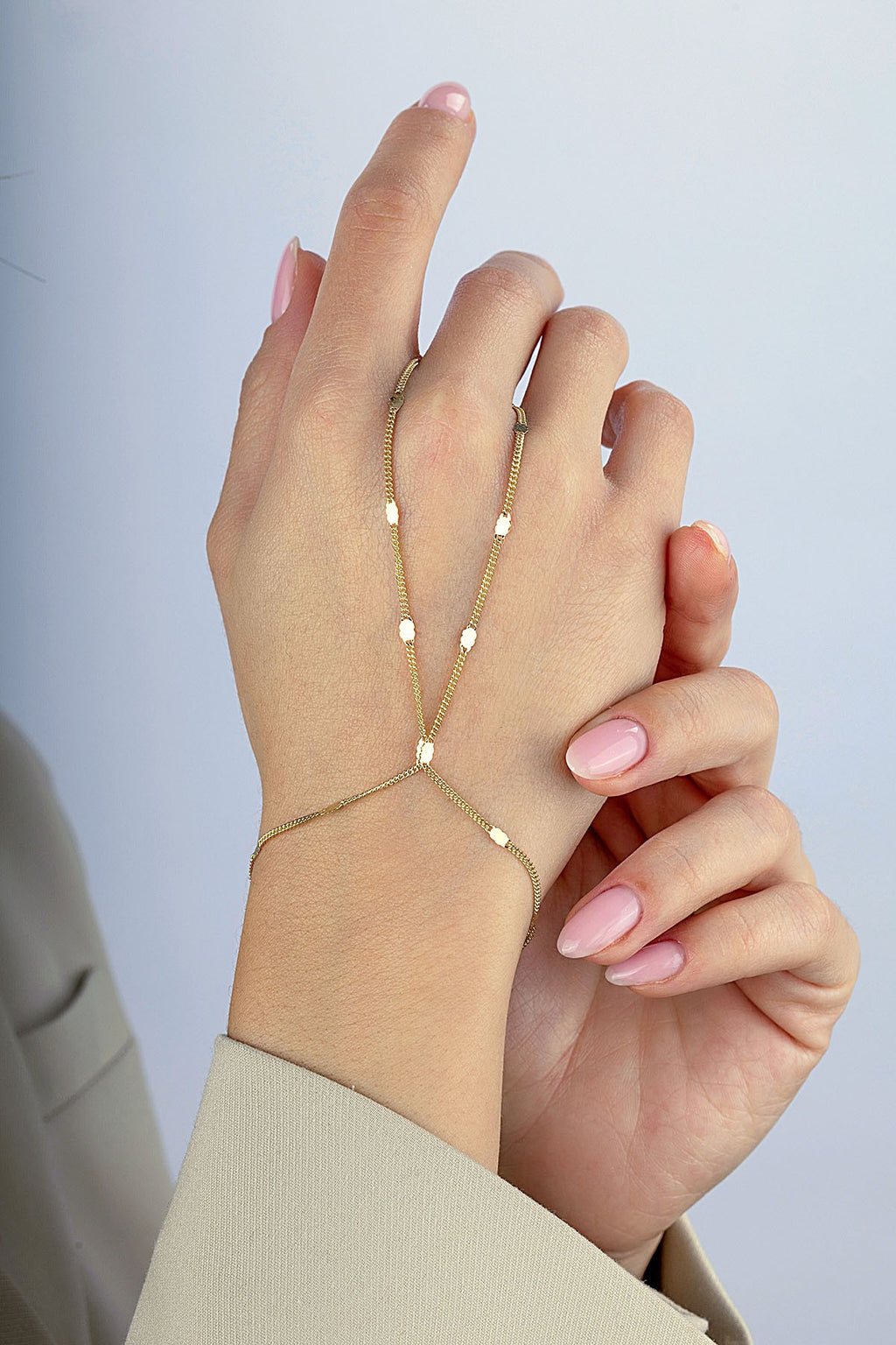 14K Chain Gold Hand Chain Bracelet