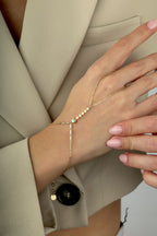 14K Enamel 5 Clover Gold Hand Chain Bracelet