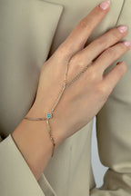 14K Enamel Floral Gold Hand Chain Bracelet