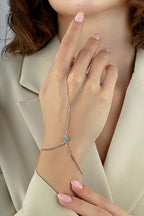 14K Enamel Floral Gold Hand Chain Bracelet