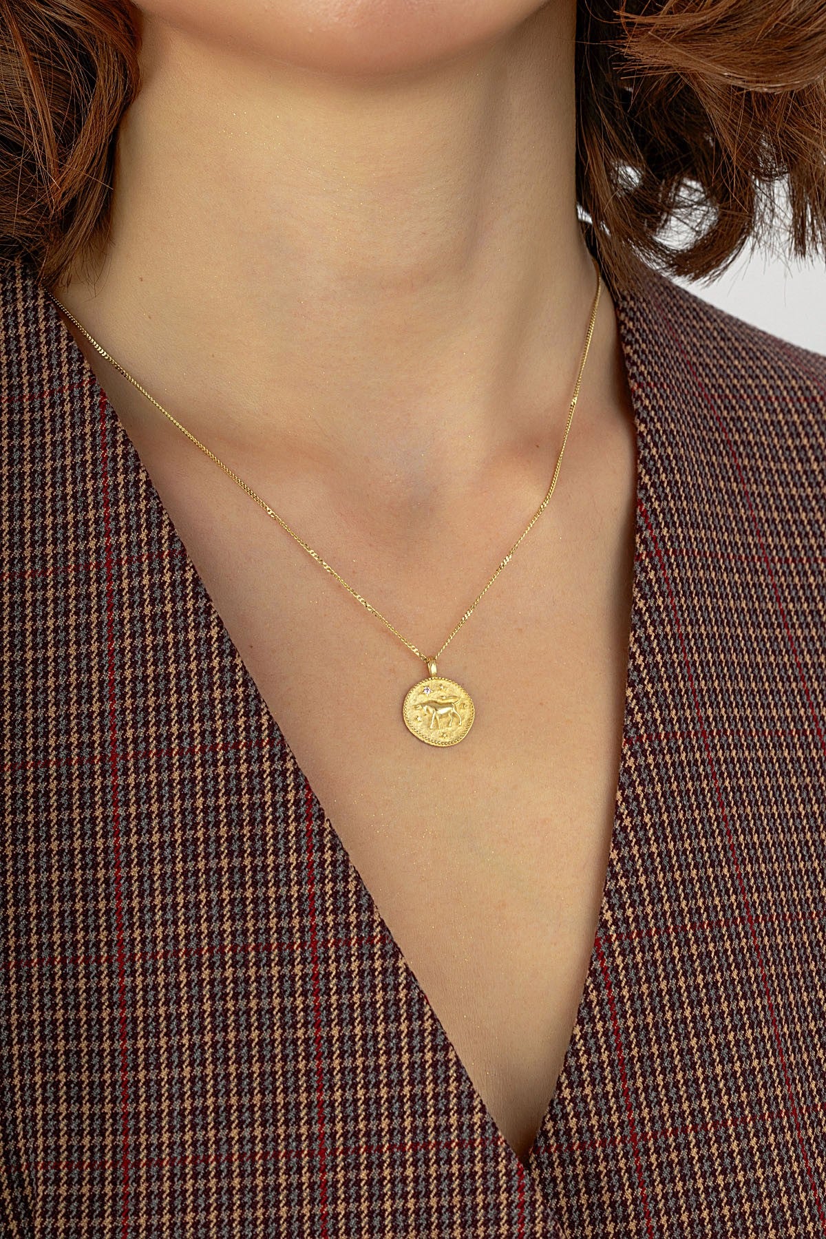 Taurus Zodiac 14K Gold Necklace