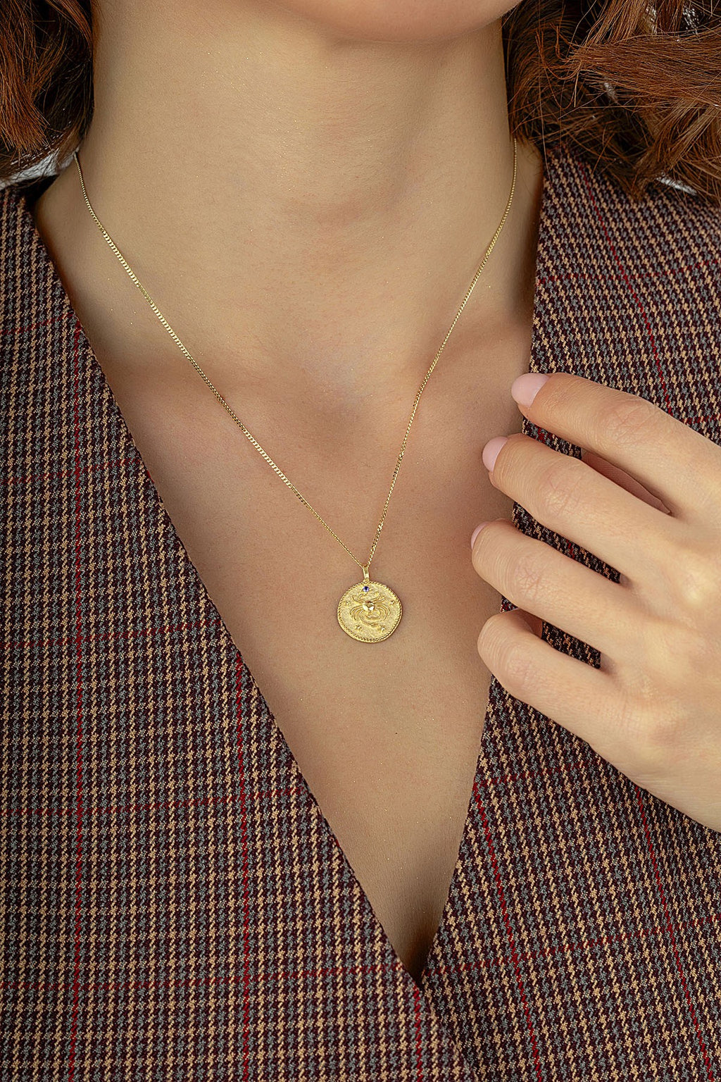 Cancer Zodiac 14K Gold Necklace