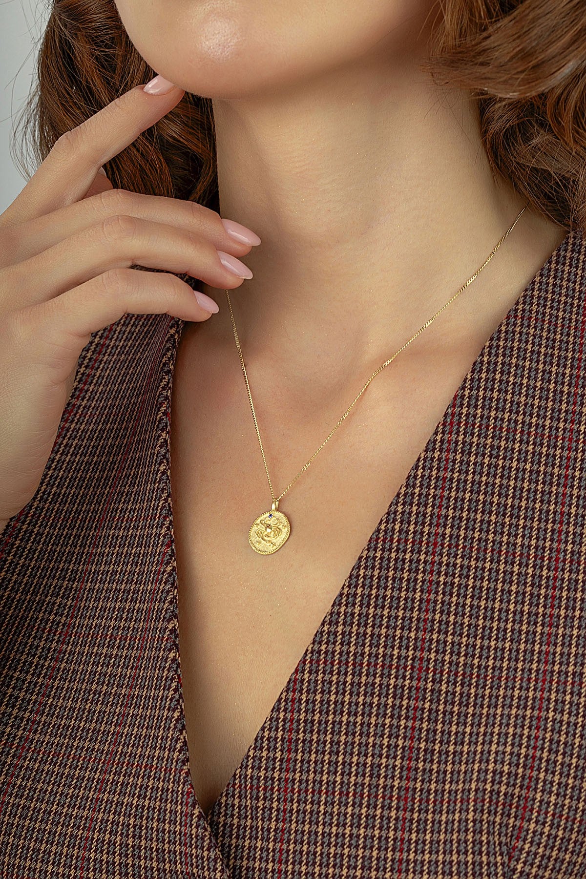 Cancer Zodiac 14K Gold Necklace