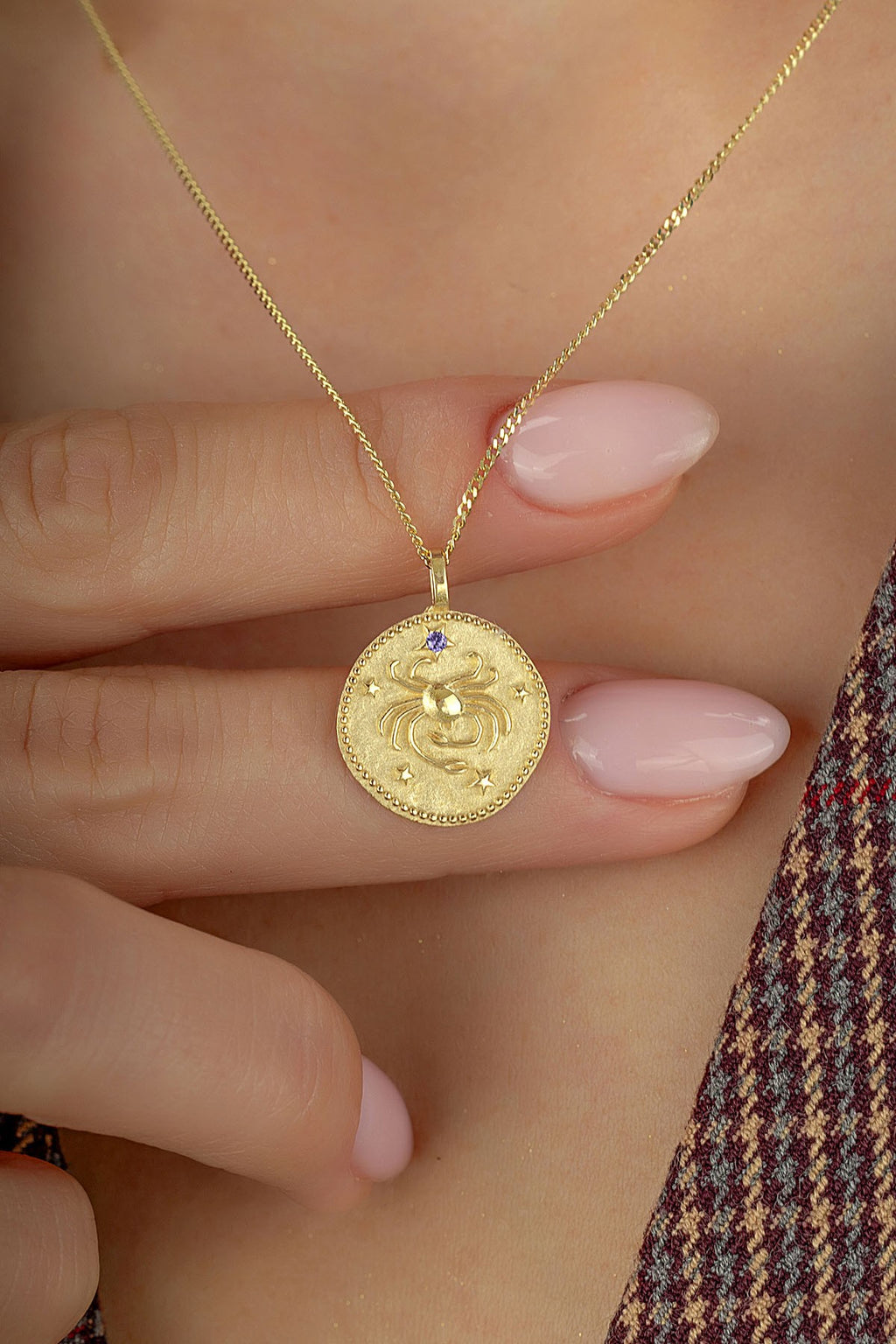 Cancer Zodiac 14K Gold Necklace