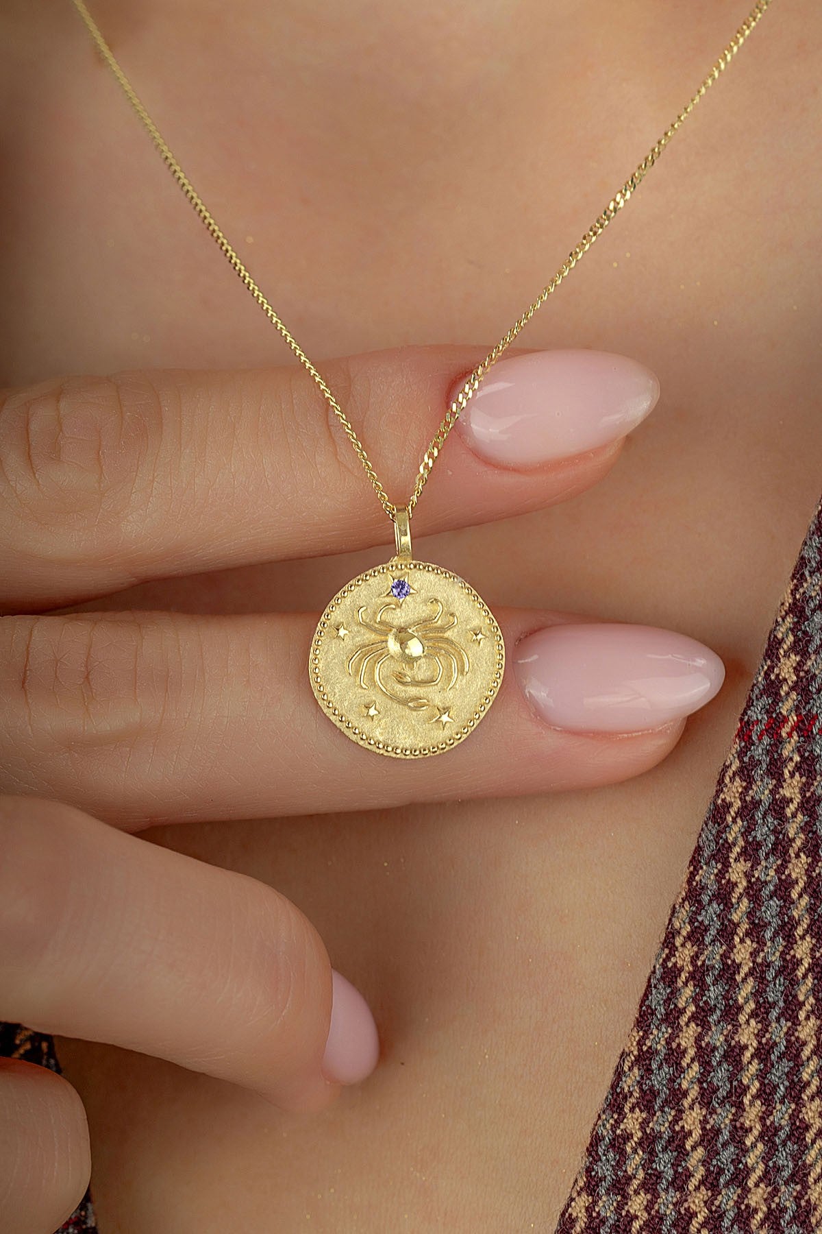 Cancer Zodiac 14K Gold Necklace
