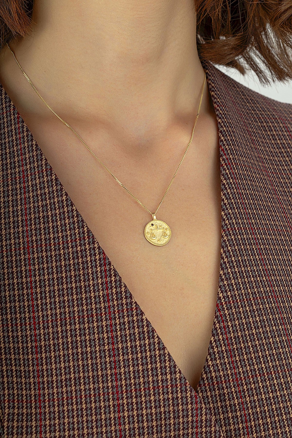 Libra Zodiac 14K Gold Necklace