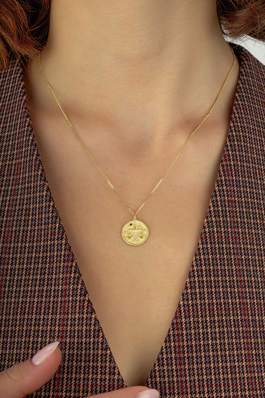 Libra Zodiac 14K Gold Necklace
