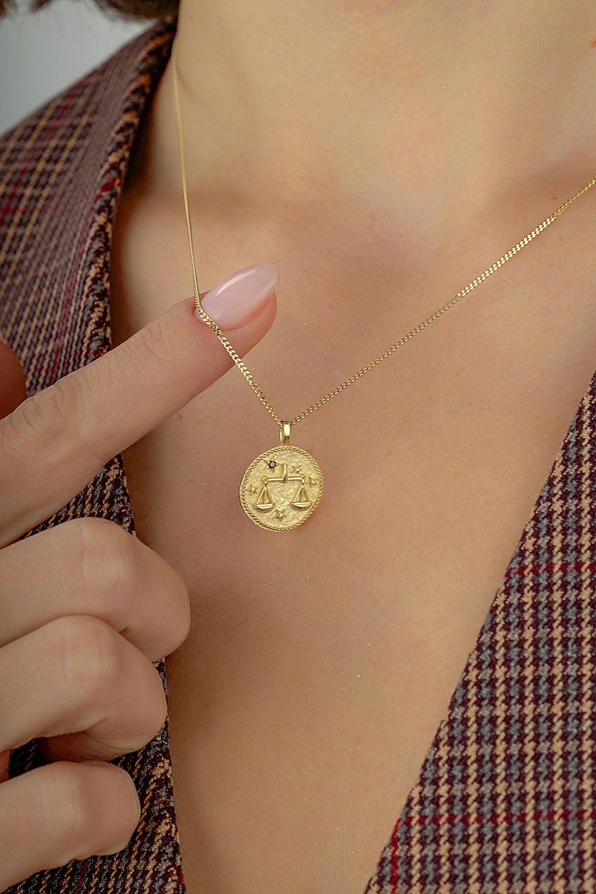 Libra Zodiac 14K Gold Necklace