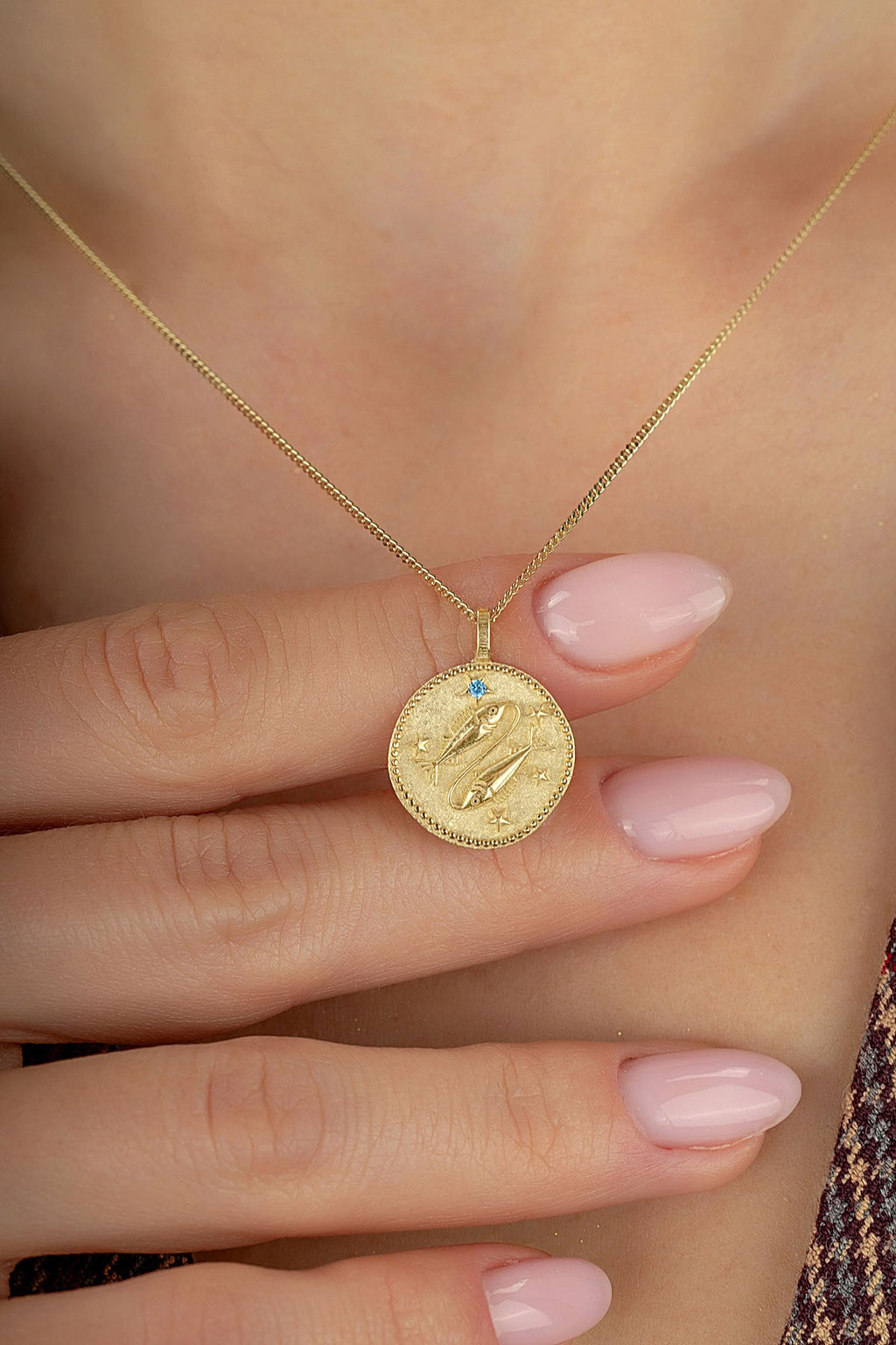 Pisces Zodiac 14K Gold Necklace
