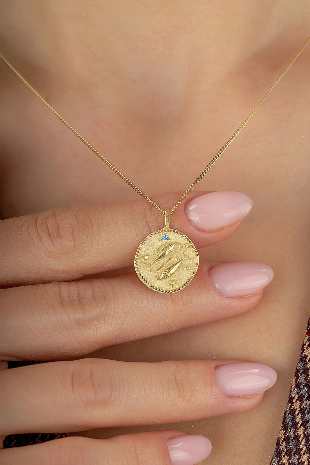 Pisces Zodiac 14K Gold Necklace