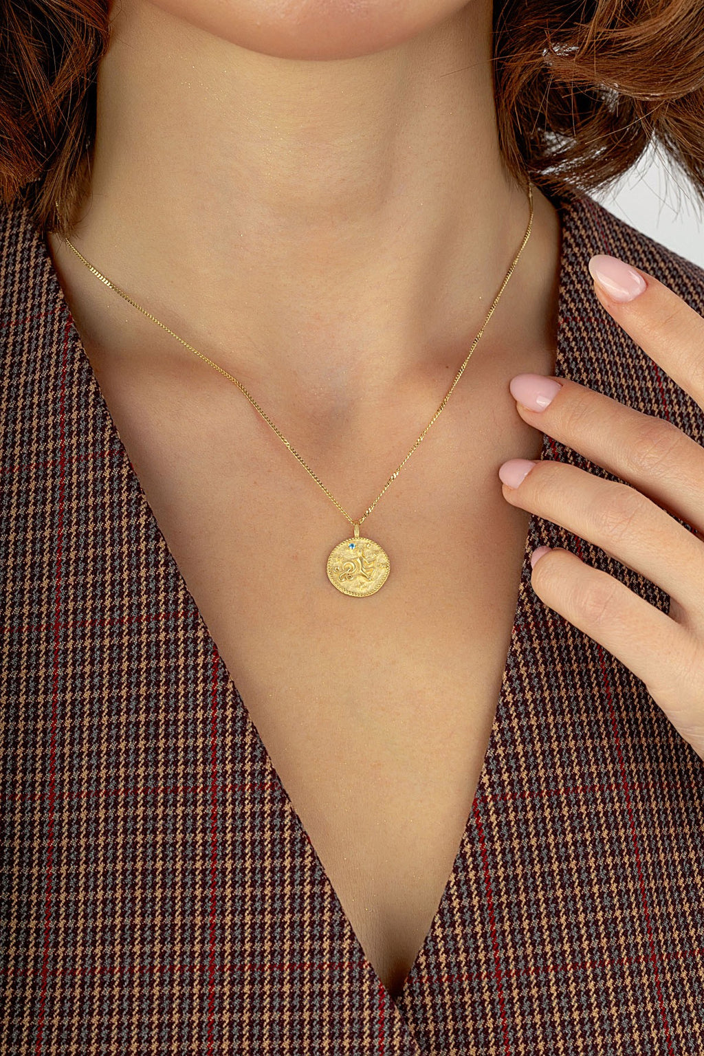 Aquarius Zodiac 14K Gold Necklace
