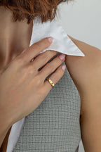 Rectangular Burgundy Stone-Set Pinky Gold Ring