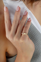 Rectangular Burgundy Stone-Set Pinky Gold Ring