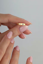Rectangular Purple Stone-Set Pinky Gold Ring