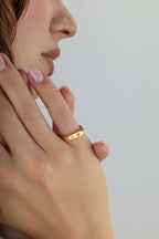 Rectangular Purple Stone-Set Pinky Gold Ring