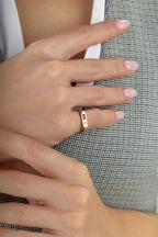 Rectangular Blue Stone-Set Pinky Gold Ring