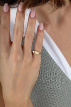 Rectangular Blue Stone-Set Pinky Gold Ring