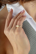 Rectangular Stone-Set Pinky Gold Ring