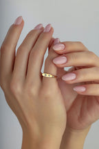 Rectangular Stone-Set Pinky Gold Ring