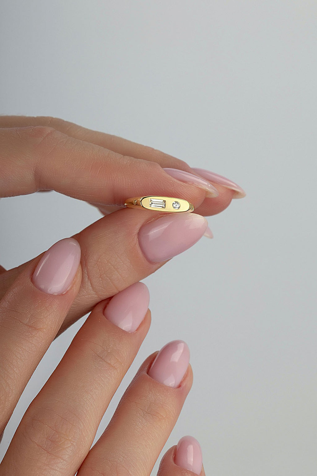 Rectangular Stone-Set Pinky Gold Ring