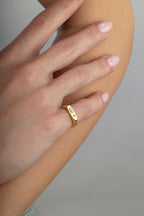 Rectangular Stone-Set Pinky Gold Ring