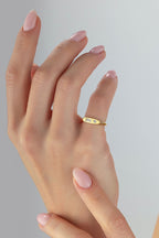 Rectangular Stone-Set Pinky Gold Ring