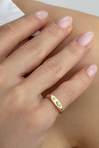 Diamond-Cut Stone-Set Pinky Gold Ring