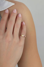 Diamond-Cut Burgundy Stone-Set Pinky Gold Ring