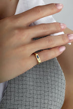 Rectangular Blue Stone-Set Pinky Gold Ring
