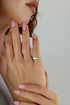 Diamond-Shaped Turquoise Stone-Set Pinky Gold Ring