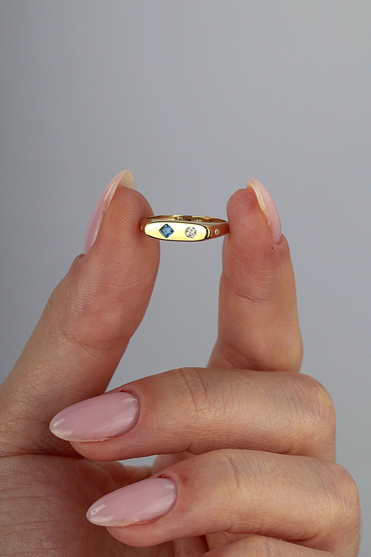 Rectangular Turquoise Stone-Set Pinky Gold Ring