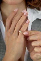 Diamond-Shaped Purple Stone-Set Pinky Gold Ring