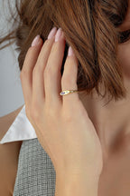 Diamond-Shaped Purple Stone-Set Pinky Gold Ring