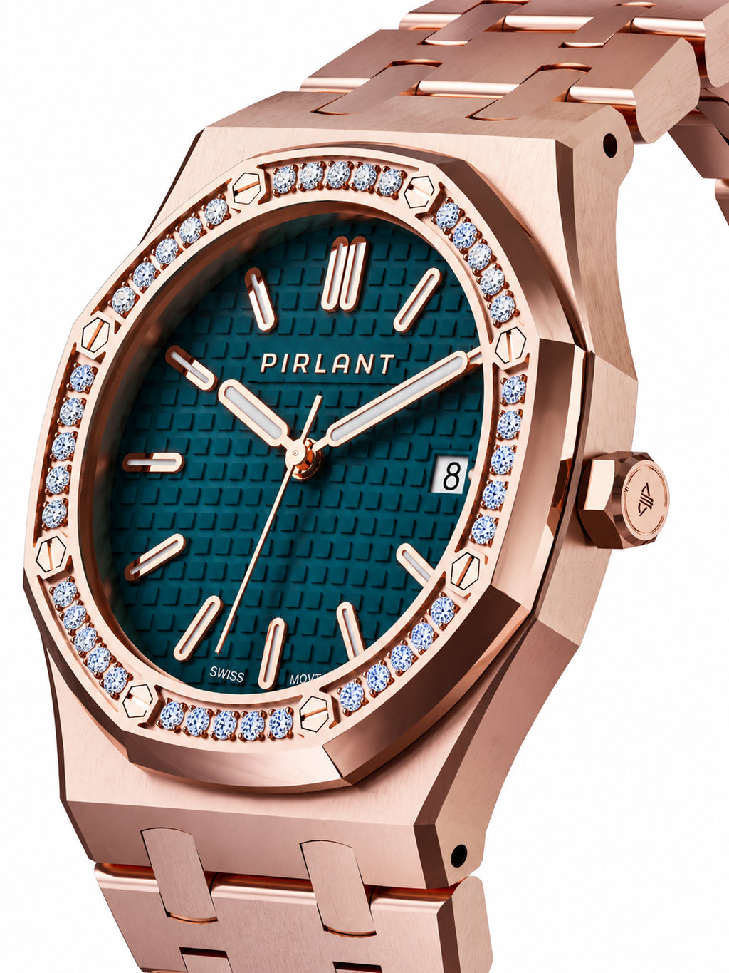 PIRLANT SBL04-3-PT Teal Dial Women's Classic Quartz Watch – 34 mm