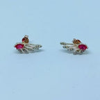 0.88 Carat Diamond Ruby Earrings