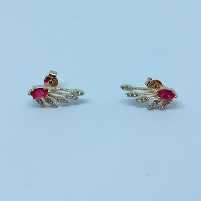 0.88 Carat Diamond Ruby Earrings