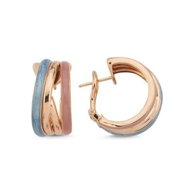 Blue Pink Stone-Set Italian Gold Earrings Secondary image