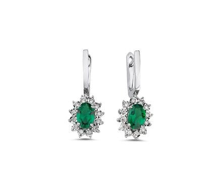 1.45 Carat Diamond Emerald Earrings