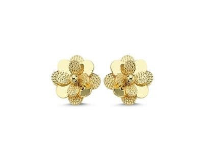 Yellow Floral Italian Gold Earrings Secondary image