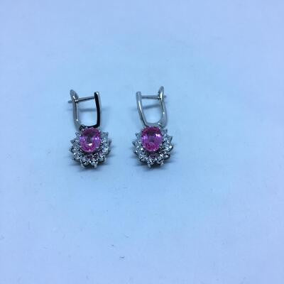 2.24 Carat Diamond Pink Topaz Earrings