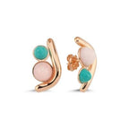 Green Pink Pearl Stone-Set Rose Gold Earrings