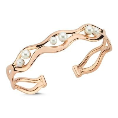 Pearl Stone-Set Rose Gold Bracelet Bangle