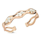 Pearl Stone-Set Rose Gold Bracelet Bangle