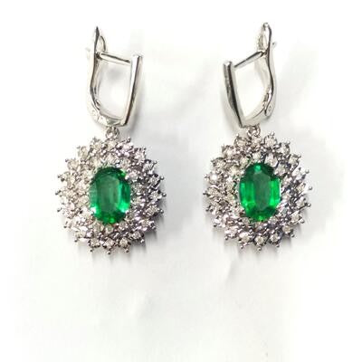 3.39 Carat Diamond Blue Topaz Earrings